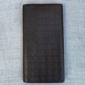 Salvatore Ferragamo Long Brown Wallet Monogram Embossed